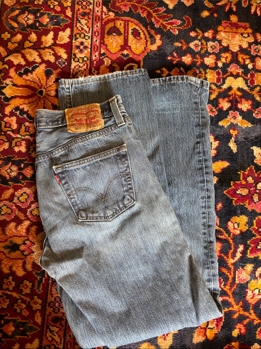 Vintage Levi's Men's Light Blue Straight Leg Jeans